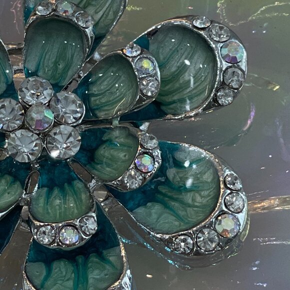 Pretty Mod Large Blue Crystal Peacock Fashion Brooch - Picture 7 of 16